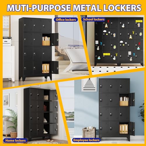 Image of PAOFIN Metal Storage Lockers for Employees with Lock,Metal Storage Locker with 12 Doors for School Garage Office Gym Bedroom,Assembly Required,12 Door Black