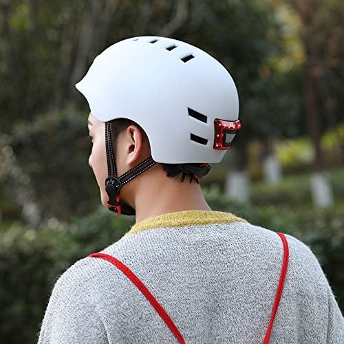 Casco da Bici Universale, Casco da Bici con Illuminazione di Avvertimento con Luce Integrata, Casco da Equitazione, Bicicletta, Auto Elettrica, Scooter, Caschi da Equitazione., White, S 48 53cm