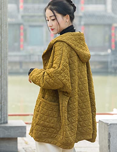 NFYM Women's Lightweight Dolman Quilted Jackets Hooded Winter Button Down Casual Outwear Coat with Pockets2