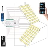 MALIIGAZA Smart Motion Sensor Staircase LED Strip Lights Kit, Intelligent 16-Step Light Controlled by APP & Remote(Not Include Battery) with 3000K Strips for Indoor Lighting