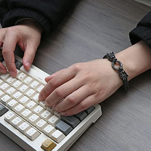 HZMAN Retro Dragon Head Bracelet for Men Stainless Steel Gothic Punk Black Dragon Bangle Cuban Chain Link Bracelet Biker Party Jewelry Gift4