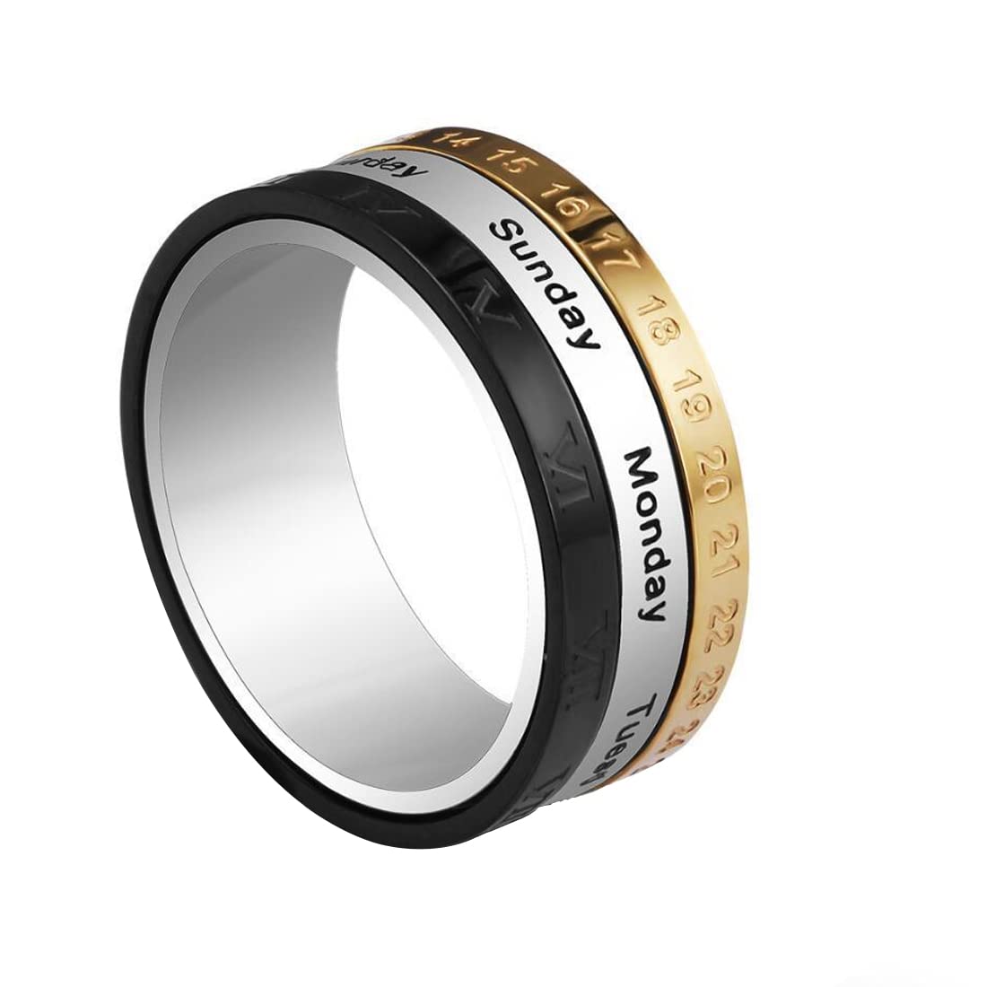 Yellow Chimes Multicolor Toned Ring For Men | Pack of 1 Stainless Steel Band Ring | Multicolor Revolving Calender Finger Ring for Boys | Ideal Gift For Men and Boys (B0BYSLSYNT) Amazon Price History, Amazon Price Tracker