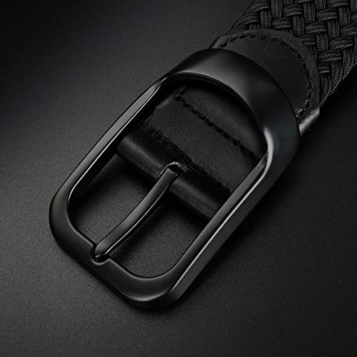 Drizzte Plus Size Mens Belt 51'' Casual Elastic Black Braided Stretchy Fabric Web Belts #TOP5