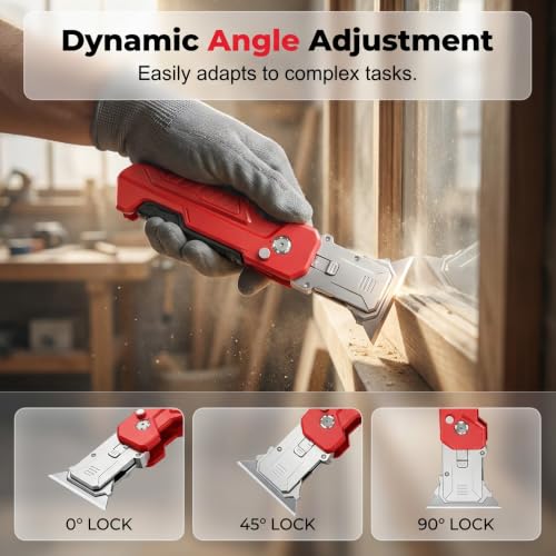 Image of 2-in-1 Utility Knife Scraper,Folding Razor Blade Scraper Tool, Zinc Alloy Body with SK2 Carbon Steel Blades,Built-In Blade Storage for Home Office and DIY