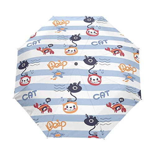 Preisvergleich Produktbild FANTAZIO Fantasio 3-Fach Faltbarer Reise-Regenschirm mit Cartoon-Motiv