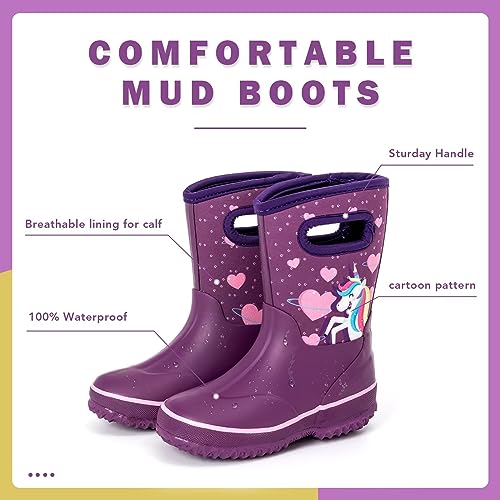 Kids Waterproof Neoprene Rain Boots Girls Boys Outdoor Mud Boots Children Insulated Rubber Snow Boots2