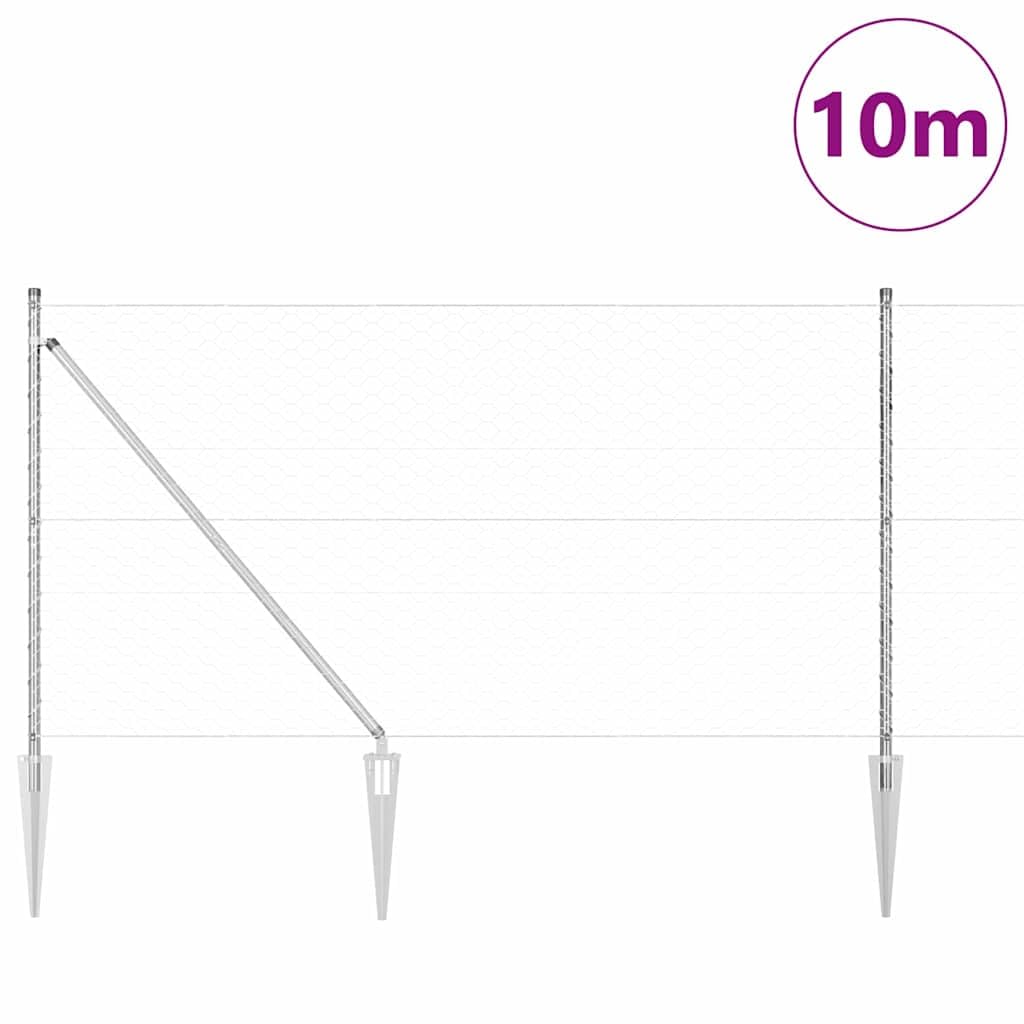 Genérico Poste de Valla Plateado 10 x 1,4 m (Malla de 50 mm) Acero,Bricolaje,Vallas de jardín,Paneles de vallas-3353351
