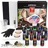 Neue Techniken mit Pouring Zubehör: Mit diesem Acrylic Pouring Set erlernen Sie neue Acryl-Gießen-Techniken wie Neigen, Wischtechnik und Pfützen-Technik für einzigartige Kunstwerke. Um mehr dynamisch zu gießen, sehen Sie sich unsere beiliegende Anweisung an.