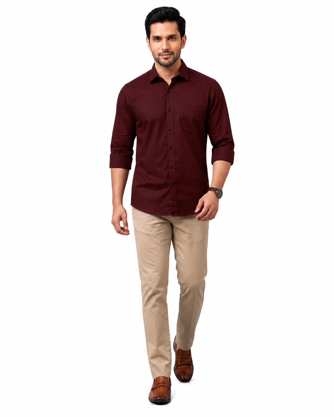Men's Premium Cotton Solid Casual Shirt | Full Sleeve Roll-Up | Regular Fit | Button Down | Soft & Breathable | Formal, Casual & Office Wear Size- S,M,L,XL,XXL-picture-39