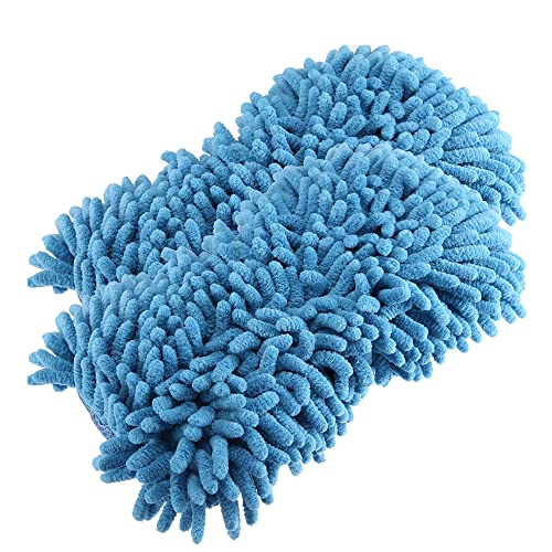 X AUTOHAUX Lot de 2 éponges de nettoyage double face en chenille Bleu