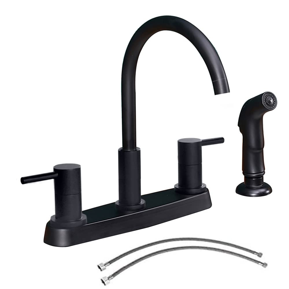 Black Kitchen Faucet, Matte Black Kitchen Faucet with Sprayer, 3 Hole or 4 Hole Matte Black Faucet for Kitchen Sink, Touch Kitchen Faucet with Side Sprayer, TDLKF33B