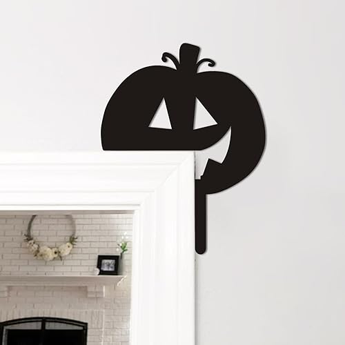 Miniatura 6 de 7 piezas de decoración de esquina de puerta de Halloween, marco de puerta de madera negro, decoración de Halloween, tema de bruja, cráneo, fantasma,