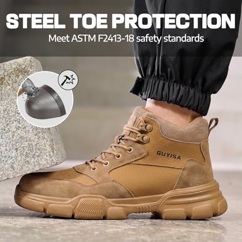 Image of Steel Toe Work Shoes for Men, Lightweight Safety Shoes with Puncture Resistant Midsole, Comfortable Protective Work Shoes for Warehouse Factory Light Construction