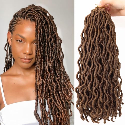 14 Inch Wavy Gypsy Locs Crochet Hair 6 Packs Brwon...