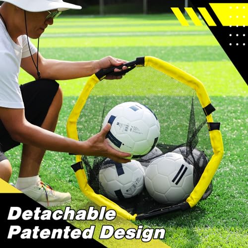 Happy Jump 3-in-1 Fußball-Zielnetz und Tragbare Balltasche, Einfach zu Befestigende Trainingsausrüstung mit Metallrohren für Präzises Schießtraining