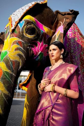 Image of SWORNOF Womens Kanjivaram Banarasi Silk Saree Kanchipuram Patola saree
