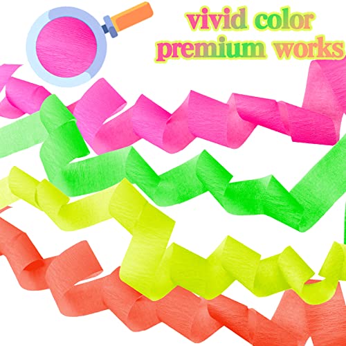 Image of Outus 1181ft Glow in The Dark Party Streamers Neon Party Crepe Paper Rolls