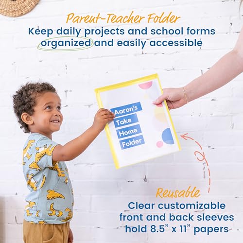 Image of ECR4Kids 2-Pocket Parent-Teacher Classroom Communication Folder, School Supplies, Yellow, 36-Piece