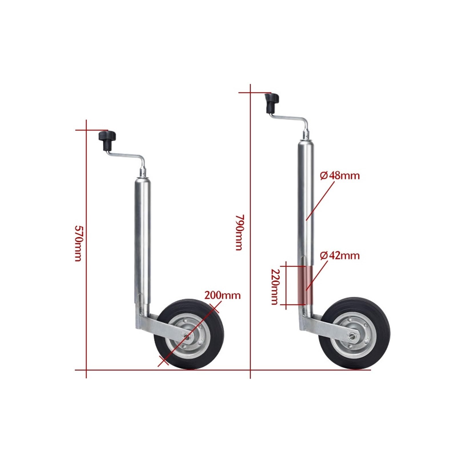Europa Typ Top Wind Anhänger Jack Stützrad RV Ständer Mit Klemme 48 MM Rohr Kappe 150 KG Caravan Zubehör Camper Teile