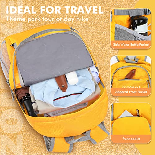 ZOMAKE Lightweight Packable Backpack 30L - Foldable Hiking Backpacks Water Resistant Compact Folding Daypack for Travel(Yellow) - Image 5