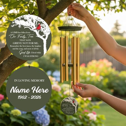 Image of ASTARIN Wind Chimes Outdoor for The Loss of Mom Dad, Personalized Customized WindChimes for Loss of Loved One, Memorial Wind Chime as Sympathy Gift, Home Garden Patio Decor, 36''(Produced in Texas)
