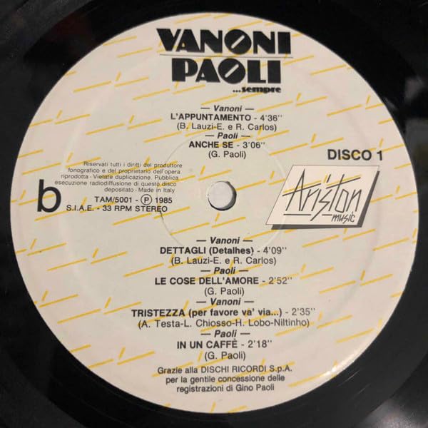 GINO PAOLI ORNELLA VANONI I SUCCESSI ORIGINALI-DOPPIO VINILE PRIMA STAMPA RARISSIMO