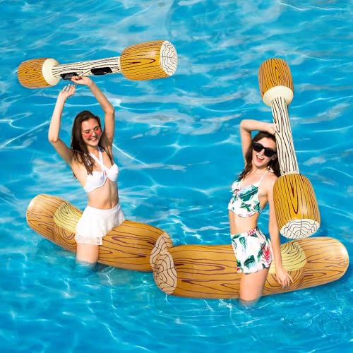 Riisoyu 4PCS Set Aufblasbare Pool Spielzeug, Aufblasbares Schwimmendes Wasserspielzeug mit 2 aufblasbaren Kampfbalken Schwimmendes Ruderspielzeug für Poolparty Wassersportspiele Strand Pool