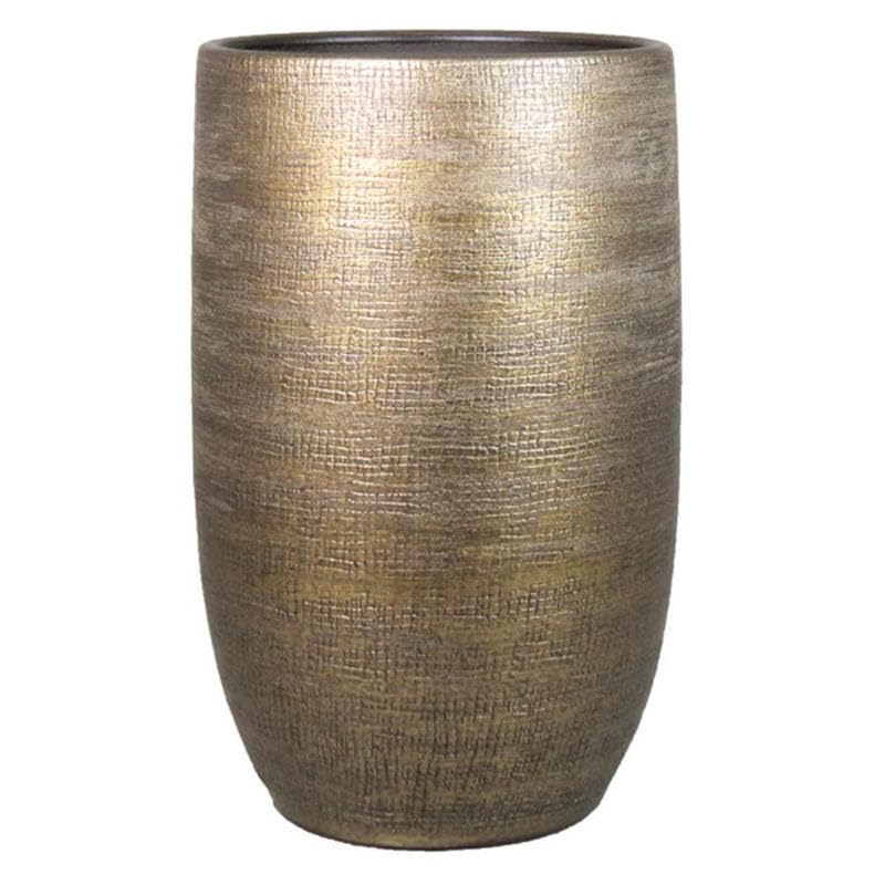 INNA-Glas Keramikkübel Agape mit Maserung, Gold, 40cm, Ø26cm | Deko Blumentopf