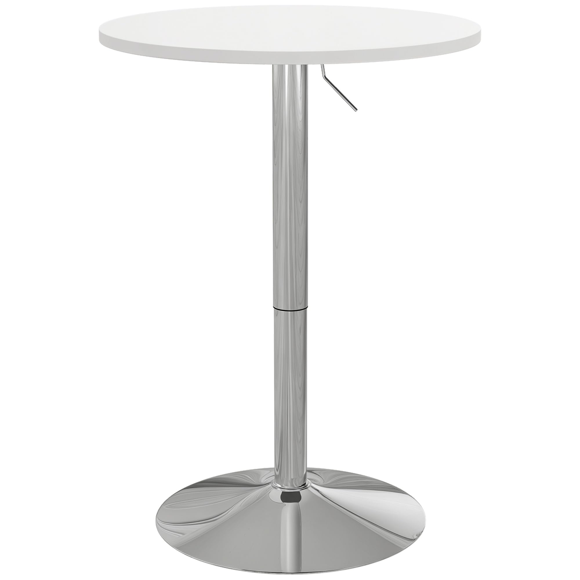 HOMCOM Table de Bar Ronde Hauteur Réglable 69-91 cm Blanc Argenté