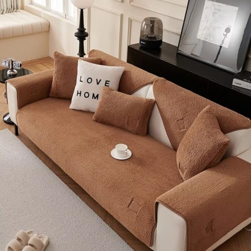 滑り止めシェルパソファカバー - 楽しいプラッシュソフトソファカバー - ユニバーサルL字型クッションプロテクター - 洗える快適なソファカバー