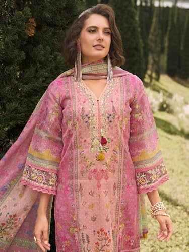 Image of INDO ERA Women's Straight Linen Floral Printed Kurta & Pant with Dupatta Set | Kurta Sets For Woman