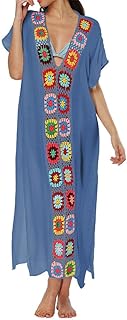 GIVBRO Traje de baño para mujer, largo, bohemio, para playa, traje de baño, color azul, talla única