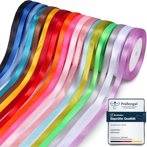 Cinta de Raso, 18 Colores 10mm x 22m Cinta de Satén, Cinta de Tela para Manualidades, Envoltorios de Regalos, Lazos, Decoración de Bodas