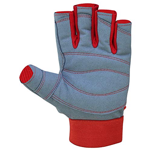 Image of MRX BOXING & FITNESS Sailing Gloves with 3 /4 Finger and Grip for Men and Women, Great for Kayaking, Workouts and More Grey /Red