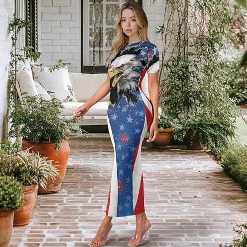 Image of Womens Short Sleeve Jamaican Flag Midi Bodycon Dress