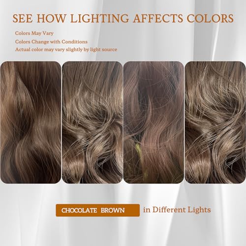 Clip in Hair Extensions, 6 PCS Light Brown Extensions, Wavy Hair Extensions, Natural & Soft Hair & Blends Well, Chocolate Brown Long Wavy Hairpieces(20inch, 6pcs, Chocolate Brown)