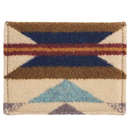 Pendleton Leather Slim Wallet, Wyeth Trail Pattern, Red Brown, Wool Front Panel, Card Slots with Bill Compartment, 4x3 Inches