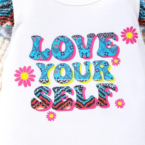 Image of Girl 2pcs set with ruffle sleeves top flared pants spring summer short sleeves 4-12Y