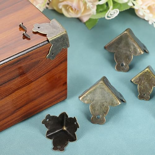 Image of uxcell 8 Pcs Decorative Box Corner Cover, 27mm Metal Edge Guard, Furniture Corner Edges Protector, Bronze