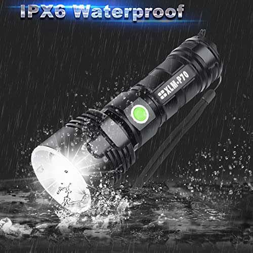 Axrunze Rechargeable Flashlights High Lumens, 100000 Lumen Super Bright Led Tactical Flashlight High Power Waterproof With 3 Modes For Flashlight Camping, Hunting And Emergencies 2 Pcs #TOP4