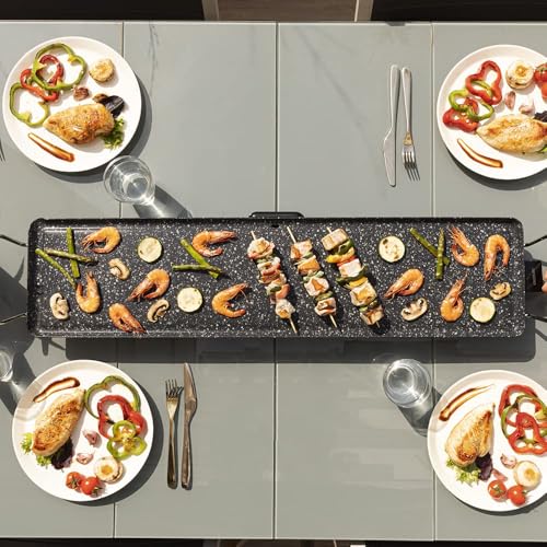 Cecotec Piastra elettrica Tasty&Grill 3000 RockWater XXL. 2400 W di potenza, ampia superficie con rivestimento in pietra RockStone antiaderente e termostato regolabile