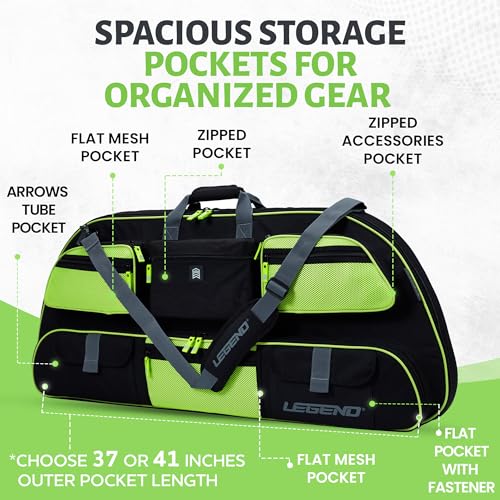 Image of LEGEND Apollo Soft Bow Case - Compound Bow Case with Multiple Storage & Foam Padding, Lightweight Bow and Arrow Case for Archery Accessories, Bow Bag with Arrow Tube Pocket - 40 inch & 44 inch