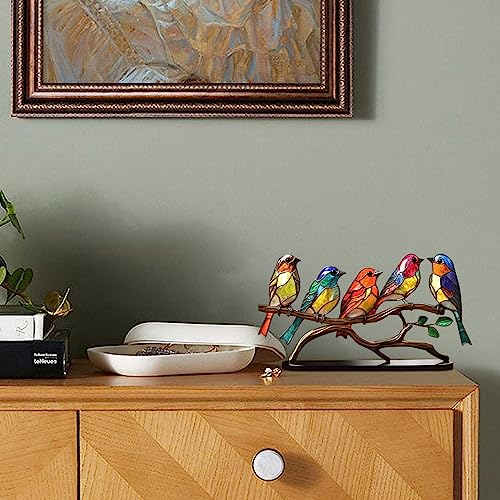 Oiseaux en acrylique sur branche statuettes haut de gamme pour buffet