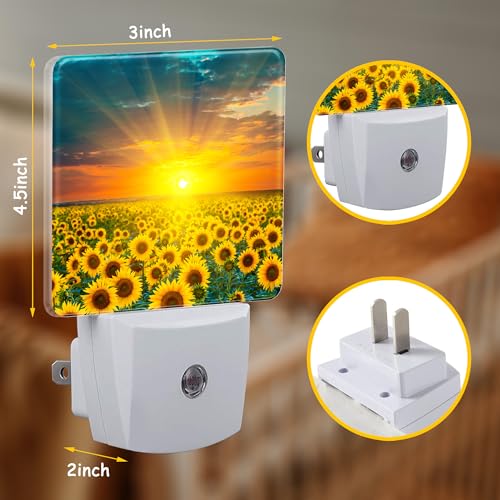 Image of Night Light for Kids Girls Boys,Sunflower Fields During Sunset LED Night Light Plug into Wall with Dusk to Dawn Sensor for Room Decor,Hallway,Kitchen,Bathroom,Nursery,Stairs