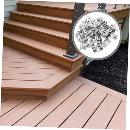 Image of Veemoon 100pcs Heavy Duty Stainless Steel U-Shaped Connector Bracket for 7mm Wood-Plastic Flooring Installation Sturdy and Secure Suitable for Home Renovation