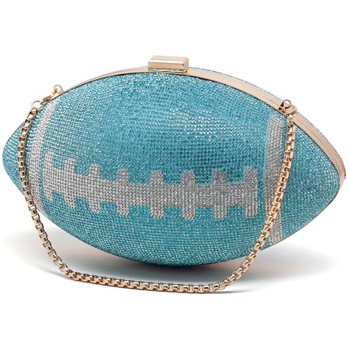 Image of Women Rhinestone Football Shaped Handbag Chain Crossbody Shoulder Bag Football Purse | Rugby, Unique, Novelty, Football
