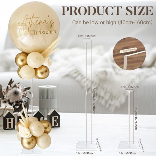 Image of OurWarm Clear Acrylic Balloon Centerpiece Stand for Table 4 Pack, 31.5 Inch | Acrylic Balloon Stand with Base, Adjustable Height, Easy Assembly, Table Top Balloon Stand Ideal for Wedding Table Decor