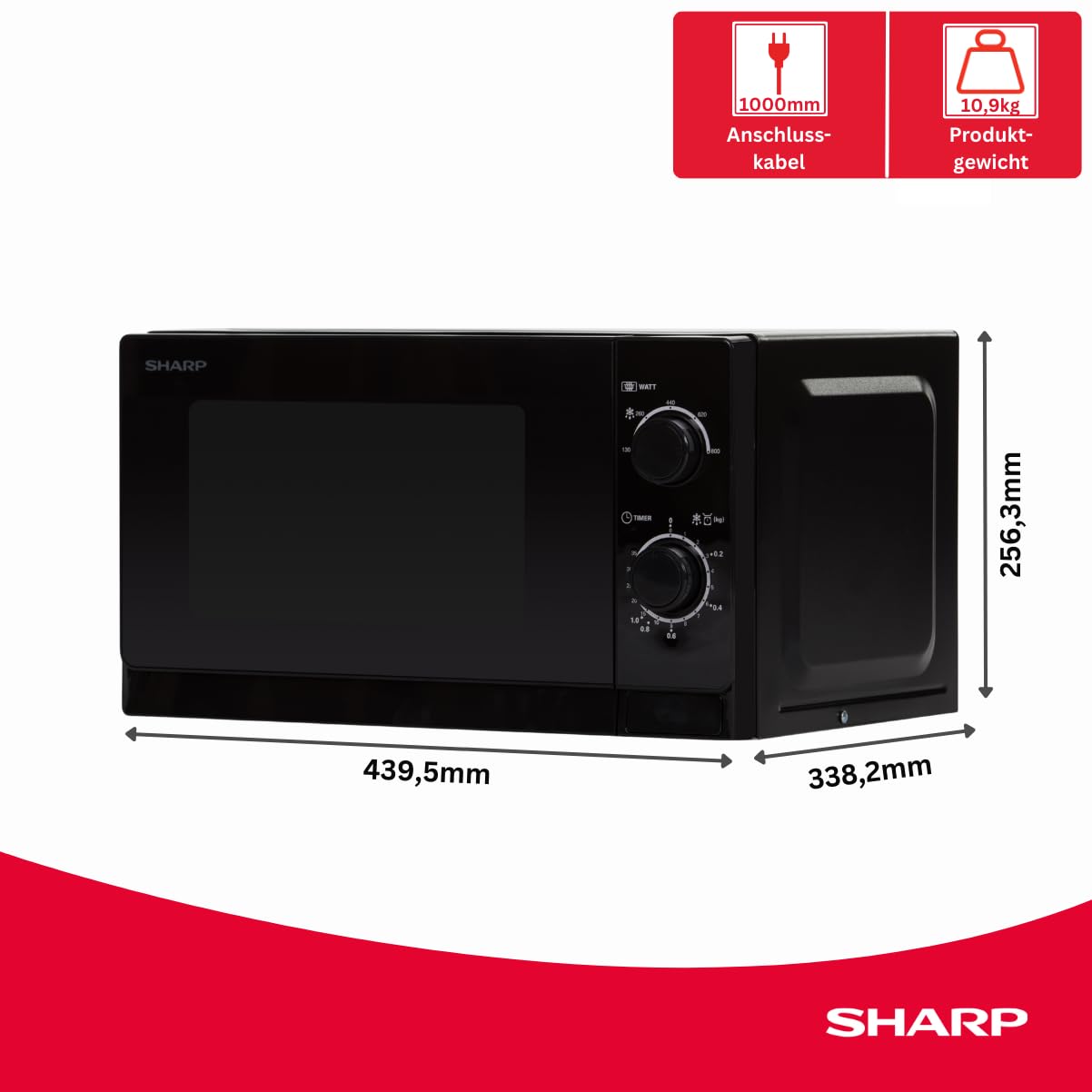 SHARP R200BKW Solo-Mikrowelle 800 W 20 l Schwarz