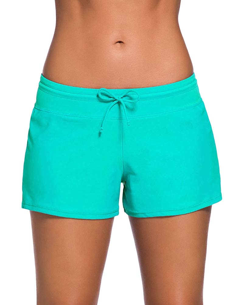 ORANDESIGNE Shorts de Baño Mujer Culotes de Bikinis Secado Rápido Bikini Short con Cordón Ajustables Bañador Traje de Baño Bañador de Natación Bikini Bragas Estilo Boyleg Deportes Acuáticos