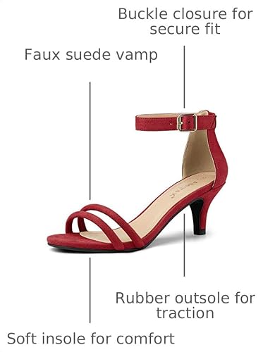 Allegra K Allegra K Women's Kitten Heel Ankle Strap Red Sandals 9 M US